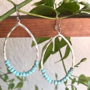 Sterling silver and turquoise hoop earrings